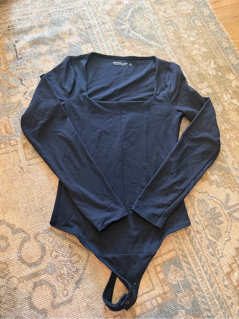 Abercrombie & Fitch Women’s Long Sleeve Square Neck Black Bodysuit